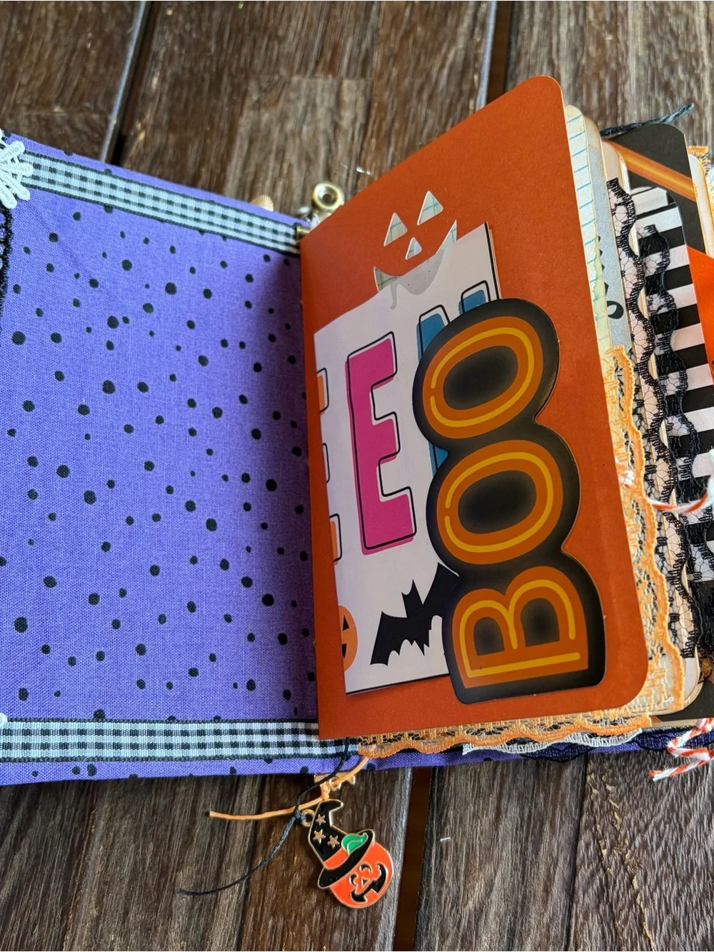 Halloween Junk Journal Small Handmade Decorated 3 Sig Witch Pumpkin Black Cat